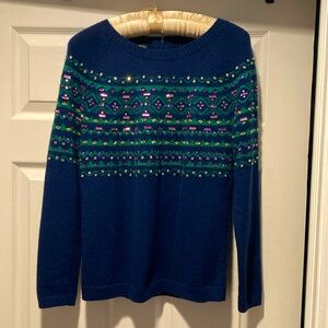 Women’s Talbots Blue Green Gem/Jewel Labswool blend sweater Medium Petite